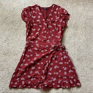 LOFT Floral Ruffle Wrap Dress Romper